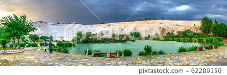 Lake and mountain in Pamukkale Village, Turkey 62289150