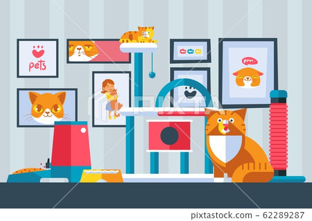 Cat pictures on the wall, vector illustration.... - Stock Illustration  [62289287] - PIXTA
