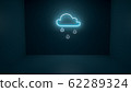 3D render illustration of rain cloud neon light sign on the wall 62289324