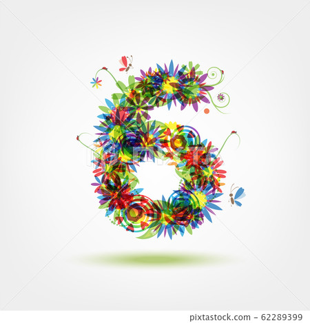Six, floral number for your design Six, floral number for your design 62289399