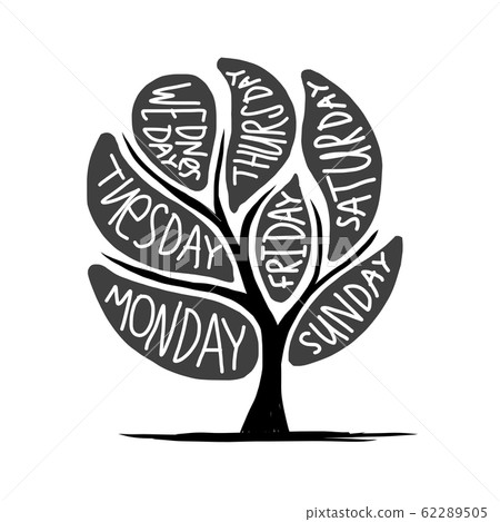 Art tree design with 7petal days of week Art tree design with 7petal days of week 62289505