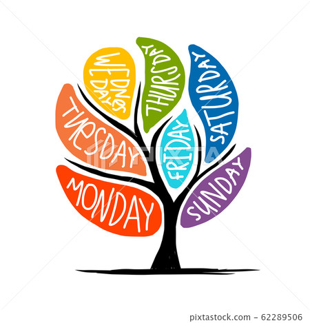 Art tree design with 7petal days of week 62289506