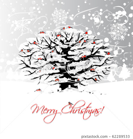 Christmas card design with winter tree and Christmas card design with winter tree and 62289533