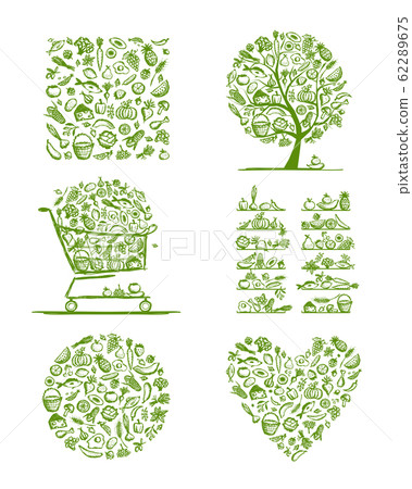 Healthy food set, sketch for your design 62289675