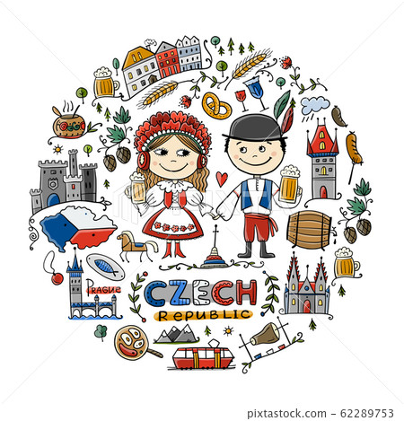 Czech Republic. Travel illustration with Czech Czech Republic. Travel illustration with Czech 62289753