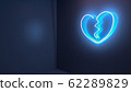 3D render illustration of heart break neon light sign on the wall 62289829