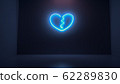 3D render illustration of heart break neon light sign on the wall 62289830