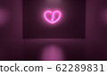 3D render illustration of heart break neon light sign on the wall 62289831