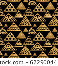 Ethnic gold hand painted seamless pattern. Abstract pyramids golden background. Tribal aztec texture. 62290044