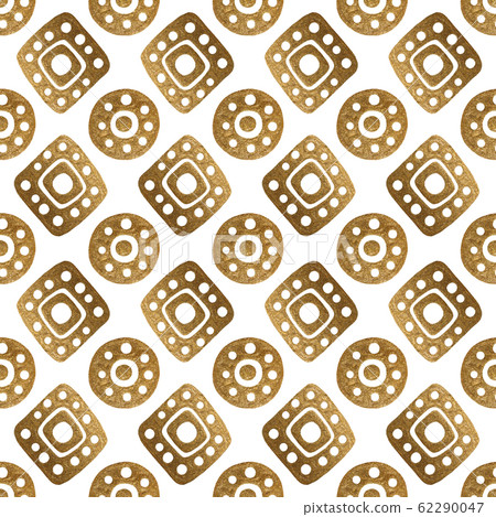 Ethnic gold hand painted seamless pattern. Abstract african golden background. Tribal aztec texture. 62290047
