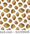 Seashells gold seamless pattern. Hand painting golden shells background. 62290049