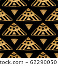Ethnic gold hand painted seamless pattern. Abstract triangles golden background. Tribal aztec texture. 62290050