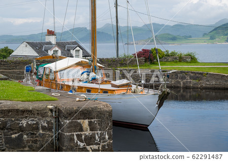 Calssic sailing yacht at Crinan, Scotland. Calssic sailing yacht at Crinan, Scotland. 62291487