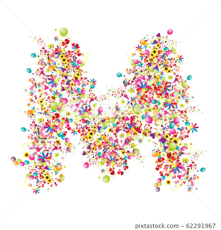 Floral letter M for your design. Floral letter M for your design. 62291967