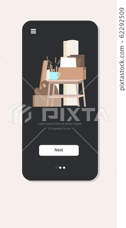 easel canvas brushes creative workshop professional art studio copy space smartphone screen mobile application vertical easel canvas brushes creative workshop professional art studio copy space smartphone screen mobile application vertical 62292509