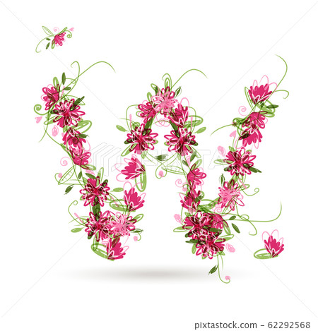 Floral letter W for your design 62292568