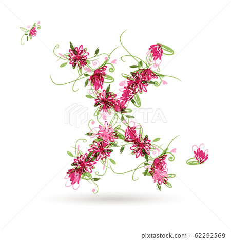 Floral letter X for your design 62292569