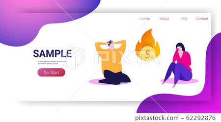 stressful businesspeople frustrated about flaming dollar coin financial crisis bankruptcy investment failure risk concept man woman bankrupts holding head full length horizontal copy space stressful businesspeople frustrated about flaming dollar coin financial crisis bankruptcy investment failure risk concept man woman bankrupts holding head full length horizontal copy space 62292876