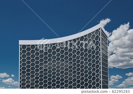 A vaulted big building with a honeycomb facade 62295283