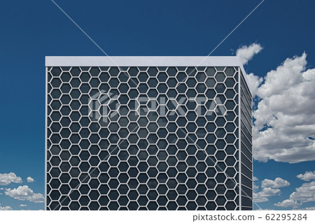 Elements in honeycomb form on a high-rise building 62295284
