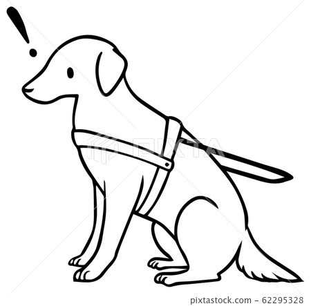一條簡單的導盲犬(!標記)的插圖(僅行) 一條簡單的導盲犬(!標記)的插圖(僅行) 62295328