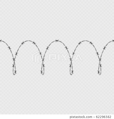 Metal barbed wire horizontal seamless border template and elements object. EPS 10 Metal barbed wire horizontal seamless border template and elements object. EPS 10 62296382