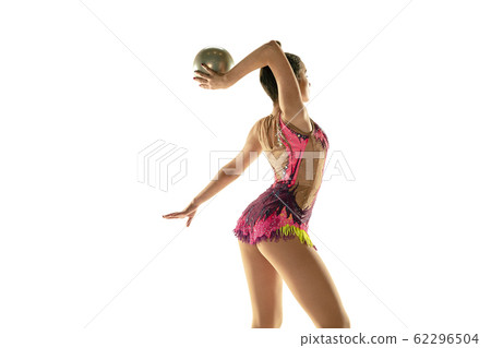 Young flexible female gymnast isolated on white studio background Young flexible female gymnast isolated on white studio background 62296504