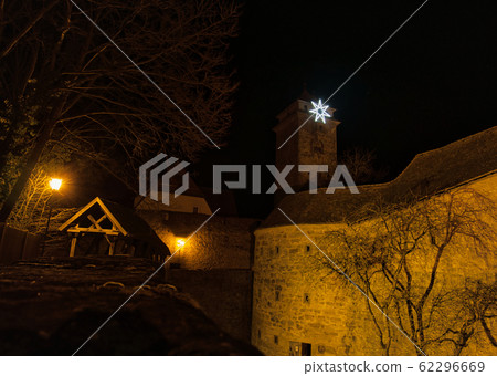 Tower and illuminated city wall of Rothenburg 62296669
