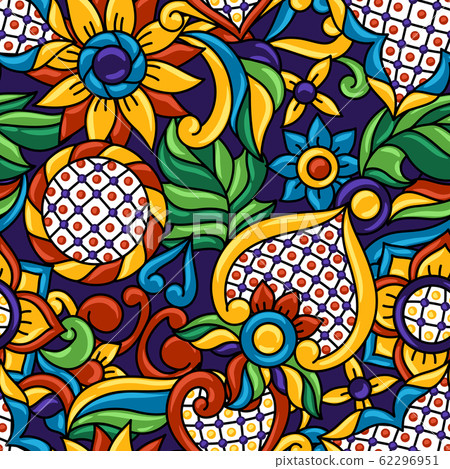 Mexican talavera seamless pattern. Decorative… - Stock Illustration