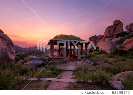 Ancient ruins of Hampi on sunset. India 62298143