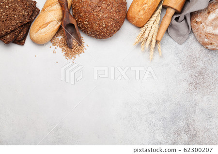 Various bread with wheat, flour and cooking Various bread with wheat, flour and cooking 62300207