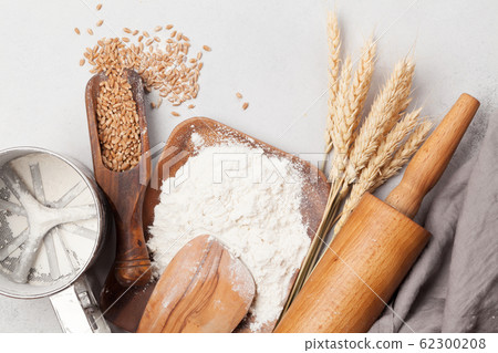 Various bread with wheat, flour and cooking Various bread with wheat, flour and cooking 62300208