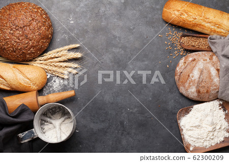 Various bread with wheat, flour and cooking Various bread with wheat, flour and cooking 62300209