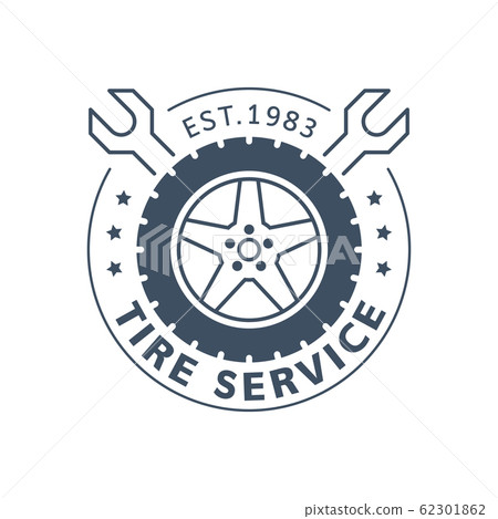Tire and wheel service badge design, stock vector Tire and wheel service badge design, stock vector 62301862
