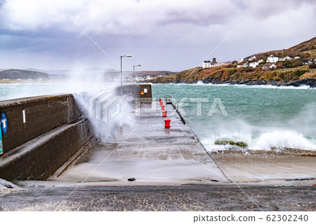 Crashing ocean waves in Portnoo during storm Ciara in County Donegal - Ireland 62302240
