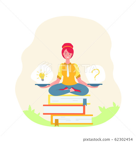 Girl sitting in lotus pose. 62302454