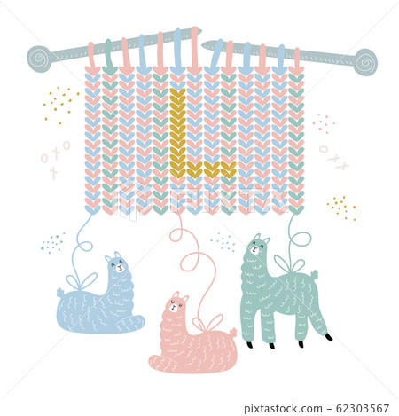 knitting needles from llama wool vector illustration knitting needles from llama wool vector illustration 62303567
