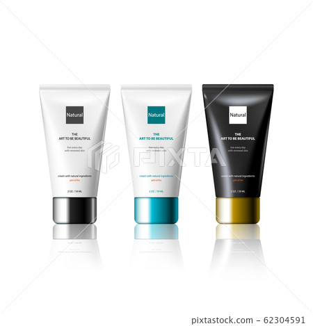 Vector 3d design cosmetics tube product template for advertising. Cosmetics packaging set 62304591