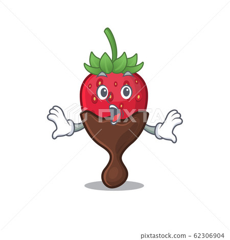 Chocolate strawberry mascot design concept with a surprised gesture Chocolate strawberry mascot design concept with a surprised gesture 62306904