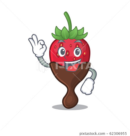 A funny picture of chocolate strawberry making an Okay gesture 62306955