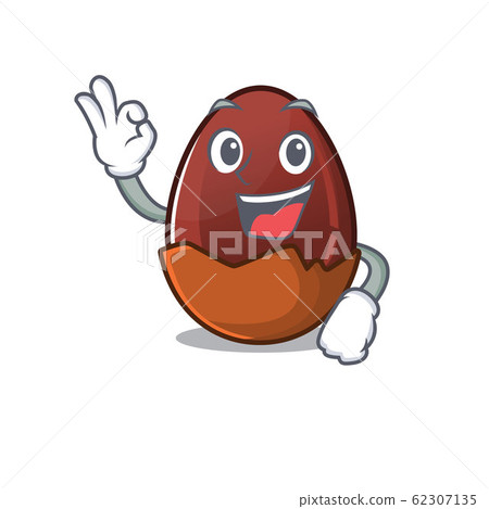 A funny picture of chocolate egg making an Okay gesture 62307135