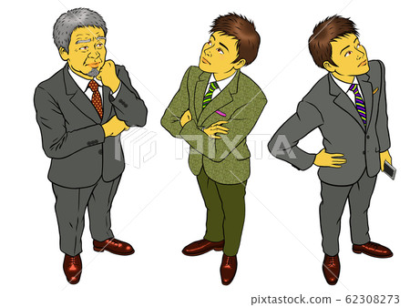 Three sets of managers and male employees Three sets of managers and male employees 62308273