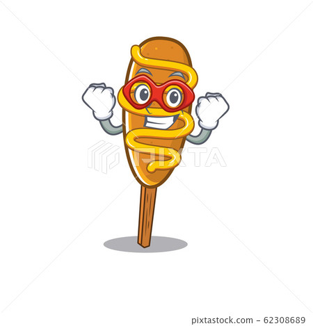 A cartoon concept of corn dog performed as a Super hero 62308689