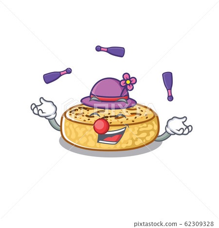 a lively crumpets cartoon character design playing Juggling 62309328