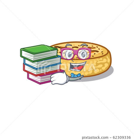 mascot cartoon of crumpets studying with book 62309336