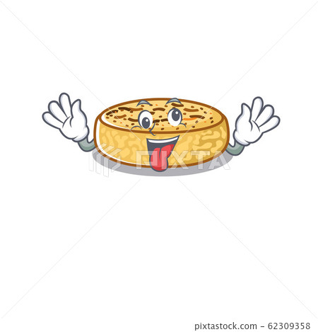 Cute sneaky crumpets Cartoon character with a crazy face Cute sneaky crumpets Cartoon character with a crazy face 62309358