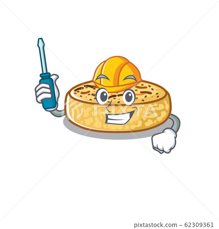 cartoon character style crumpets working as an automotive 62309361