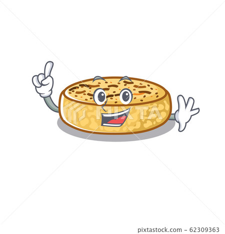mascot cartoon concept crumpets in One Finger gesture 62309363