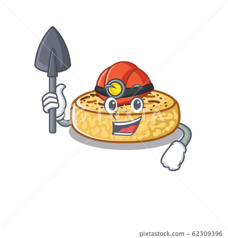 Cool clever Miner crumpets cartoon character design 62309396