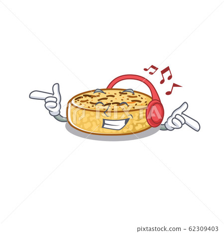 Listening music crumpets cartoon in character concept 62309403